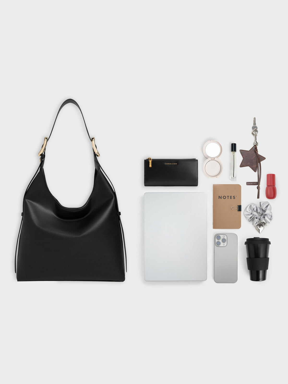 CHARLES & KEITH Premium / Aislin Hobo Bag - Black