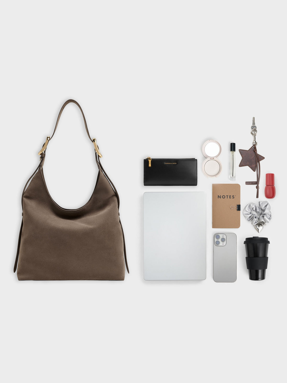 CHARLES & KEITH Signature / Aislin Hobo Bag - Stone Grey