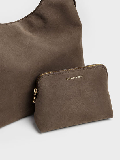 CHARLES & KEITH Signature / Aislin Hobo Bag - Stone Grey