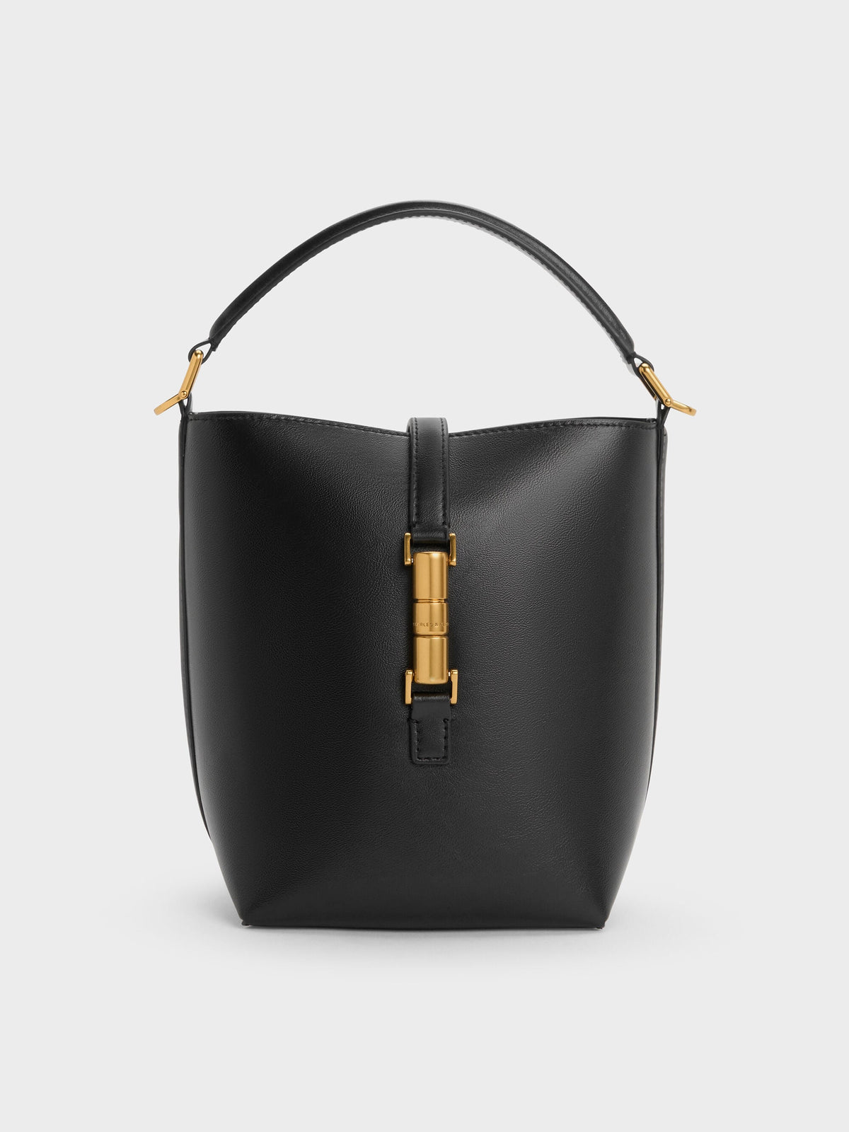 CHARLES & KEITH Popular / Cesia Metallic-Accent Bucket Bag - Black