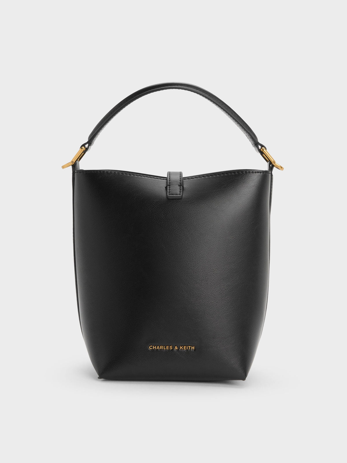 CHARLES & KEITH Popular / Cesia Metallic-Accent Bucket Bag - Black