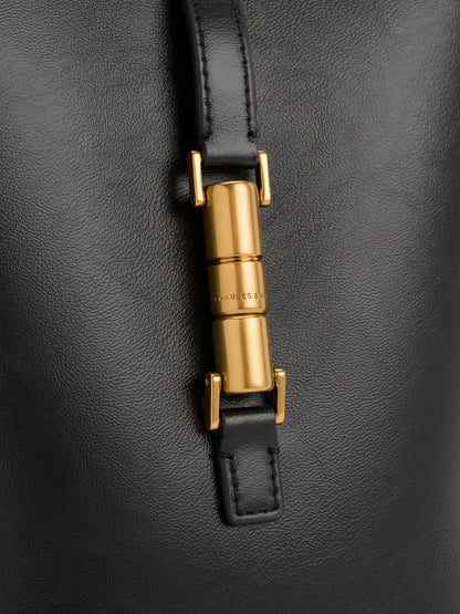 CHARLES & KEITH Popular / Cesia Metallic-Accent Bucket Bag - Black