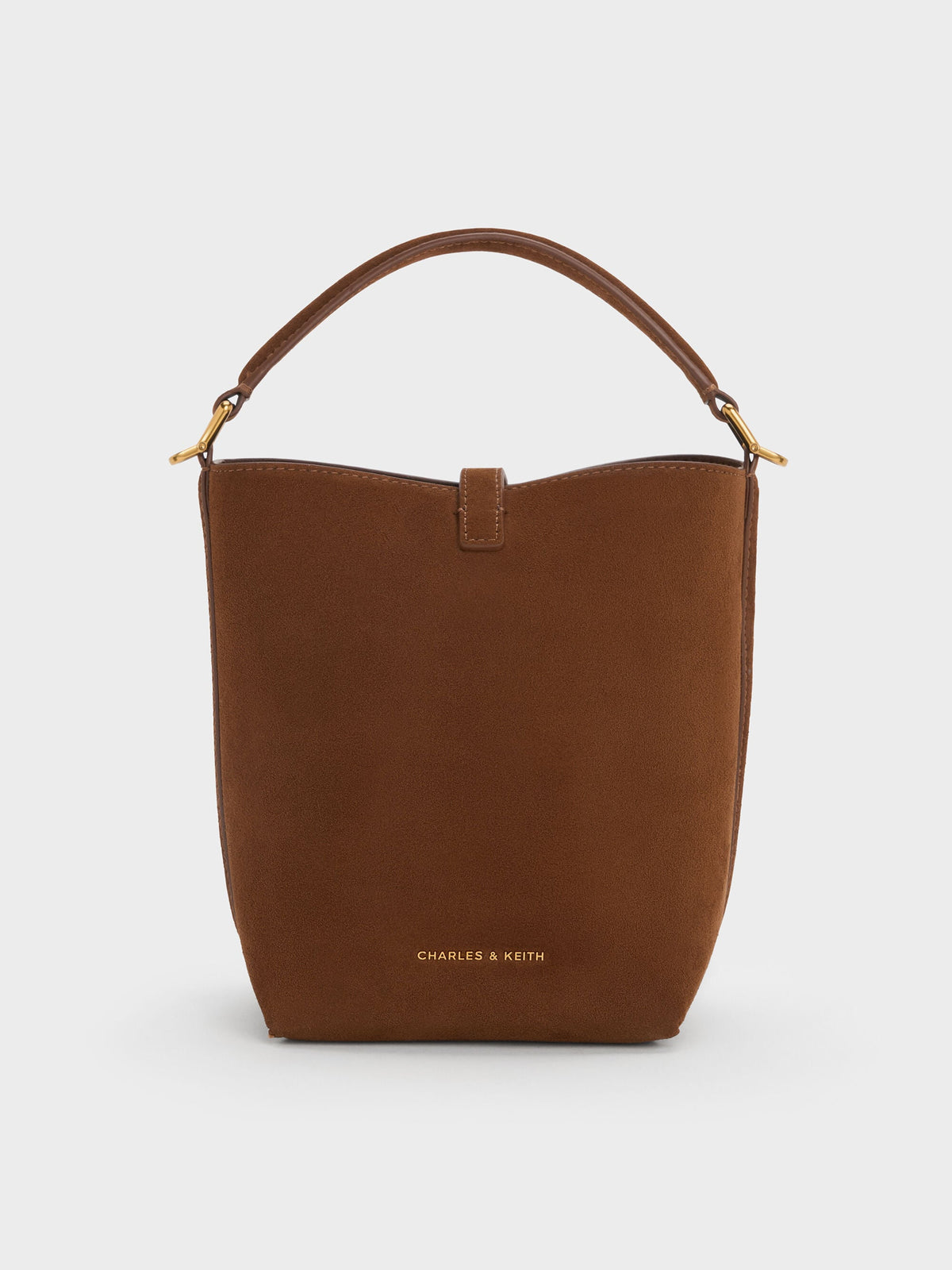 CHARLES & KEITH New / Cesia Metallic-Accent Bucket Bag - Pecan Brown