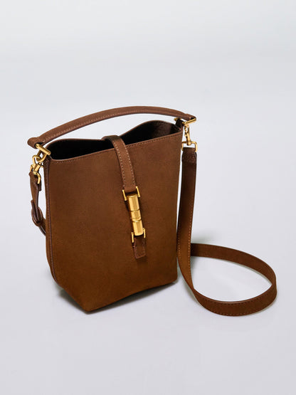 CHARLES & KEITH New / Cesia Metallic-Accent Bucket Bag - Pecan Brown
