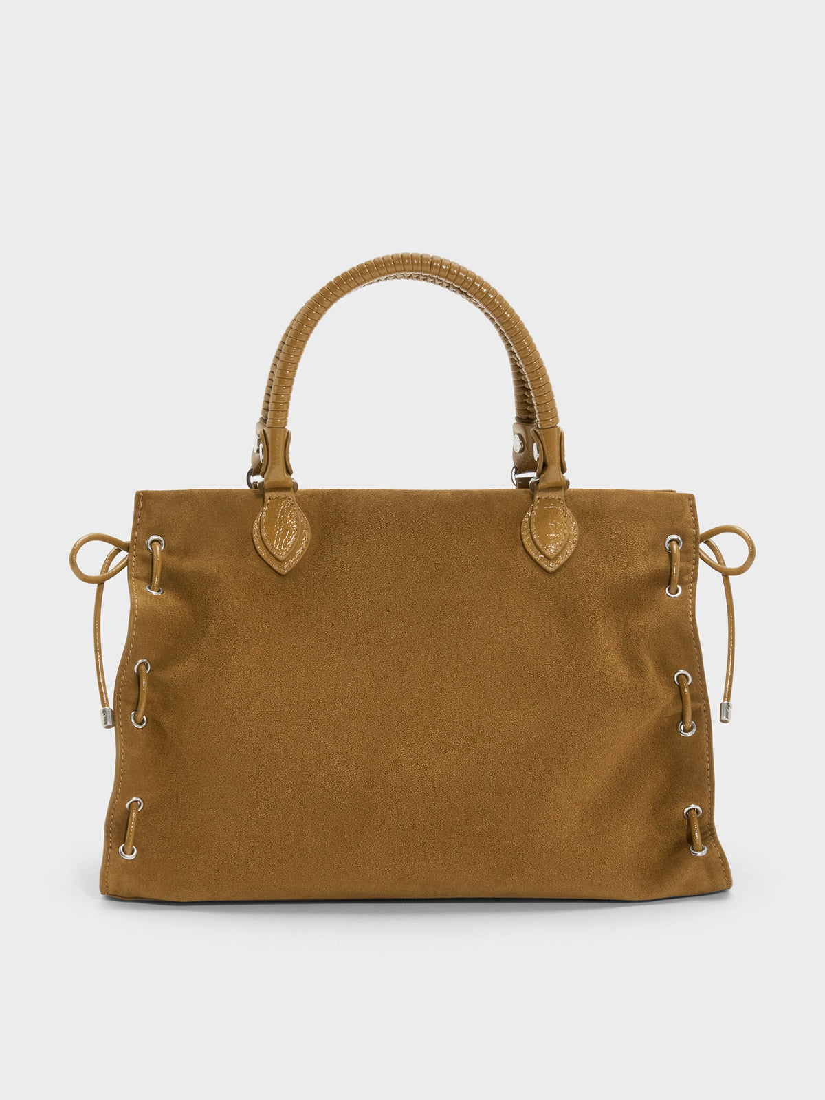 CHARLES & KEITH Best Seller / Large Nylah Grommet Lace-Up Tote Bag - Sahara Sand