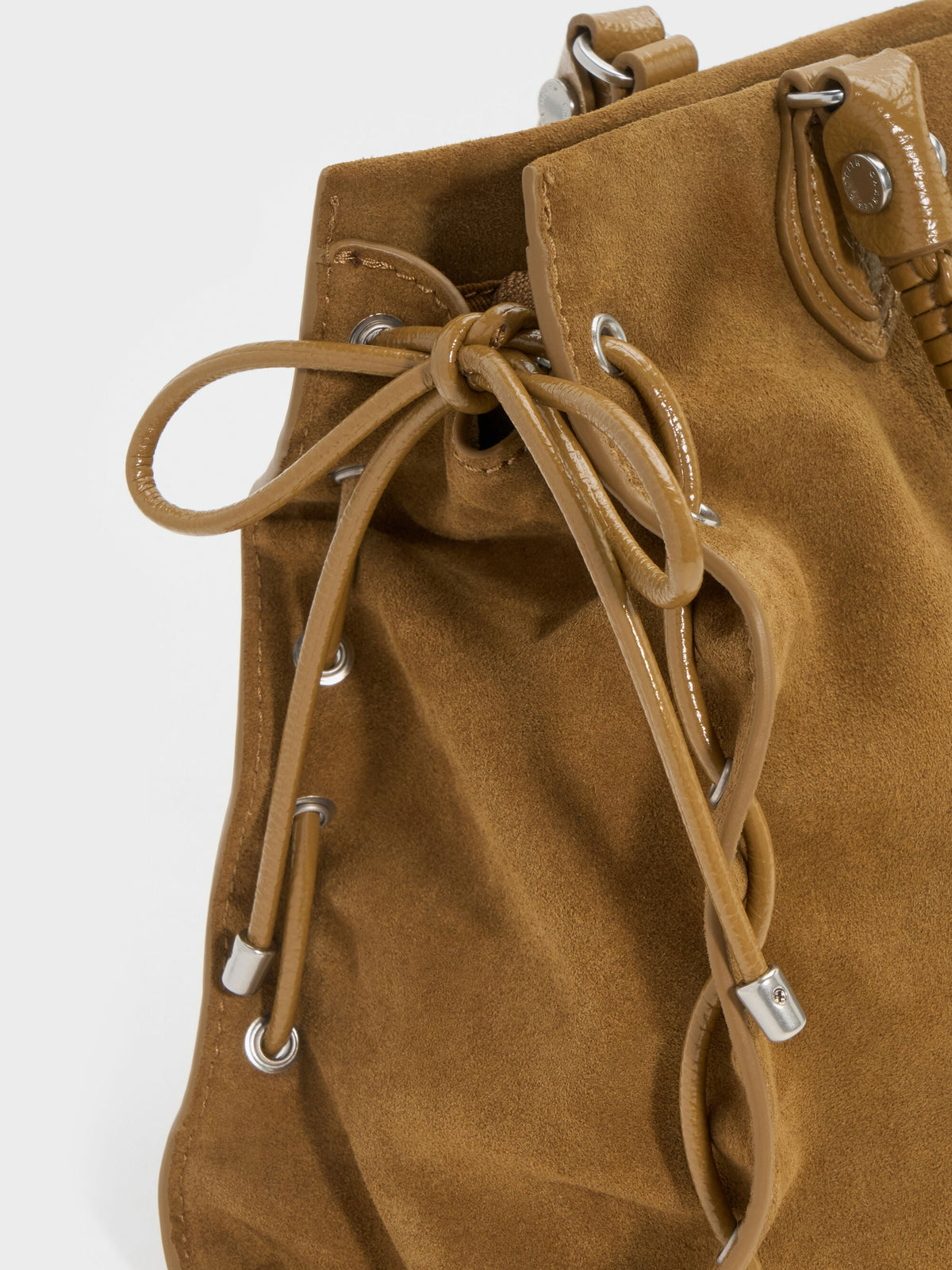 CHARLES & KEITH Best Seller / Large Nylah Grommet Lace-Up Tote Bag - Sahara Sand