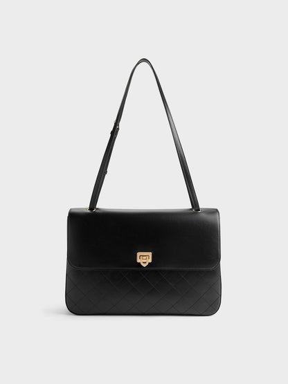 CHARLES & KEITH Special Offer / Connie Quilted Shoulder Bag - Black