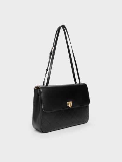 CHARLES & KEITH Special Offer / Connie Quilted Shoulder Bag - Black