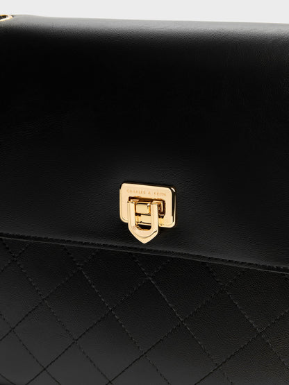 CHARLES & KEITH Special Offer / Connie Quilted Shoulder Bag - Black
