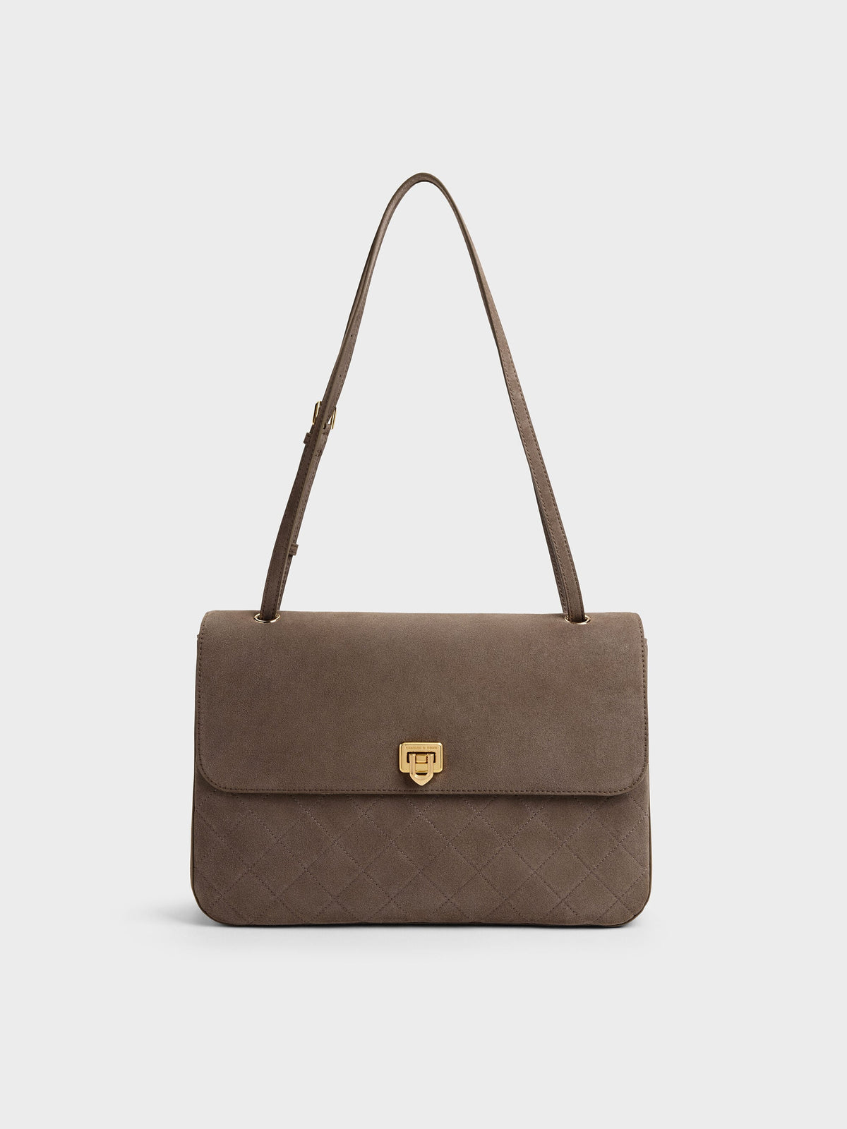 CHARLES & KEITH Everyday / Connie Quilted Shoulder Bag - Stone Grey