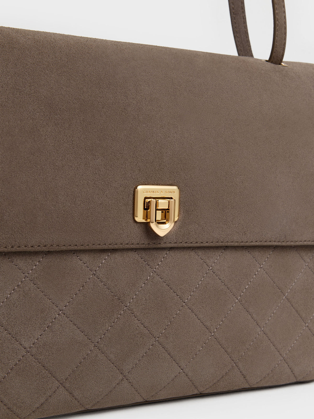 CHARLES & KEITH Everyday / Connie Quilted Shoulder Bag - Stone Grey