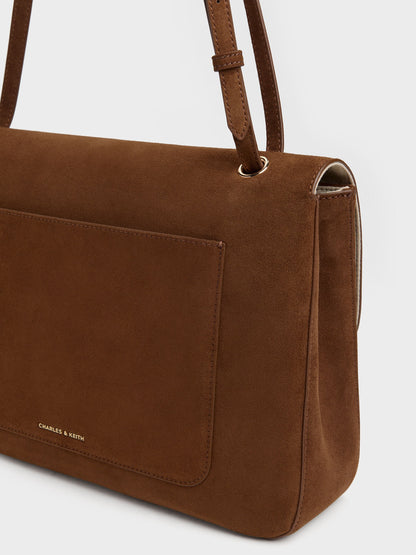 CHARLES & KEITH Popular / Connie Quilted Shoulder Bag - Pecan Brown