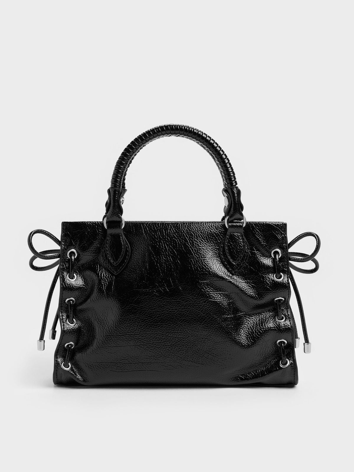 CHARLES & KEITH Special Offer / Mini Nylah Grommet Lace-Up Tote Bag - Noir