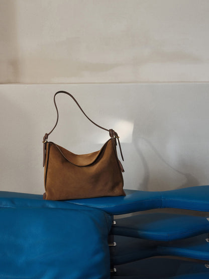 CHARLES & KEITH Top Pick / Large Leather & Suede Top-Flap Hobo Bag - Brown