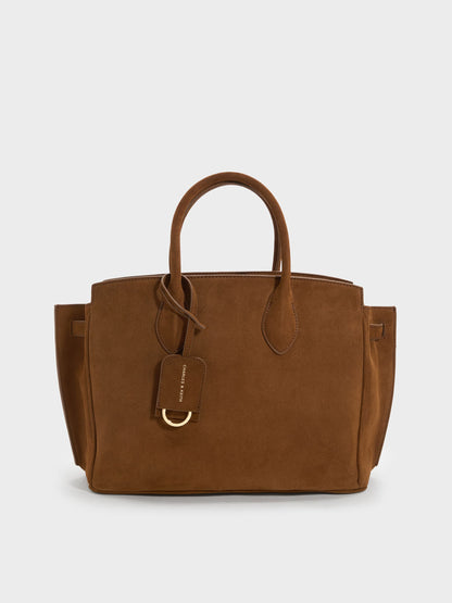 CHARLES & KEITH Smart Buy / Large Ginevra Tote Bag - Pecan Brown
