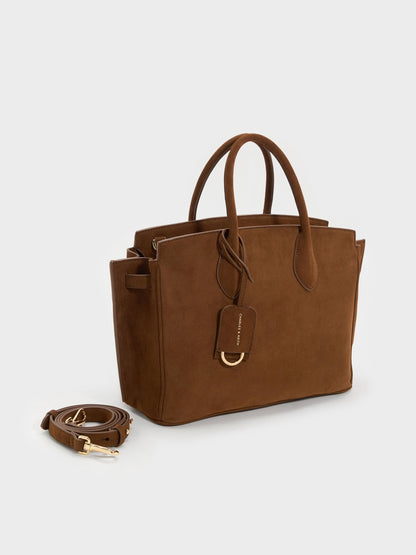 CHARLES & KEITH Smart Buy / Large Ginevra Tote Bag - Pecan Brown