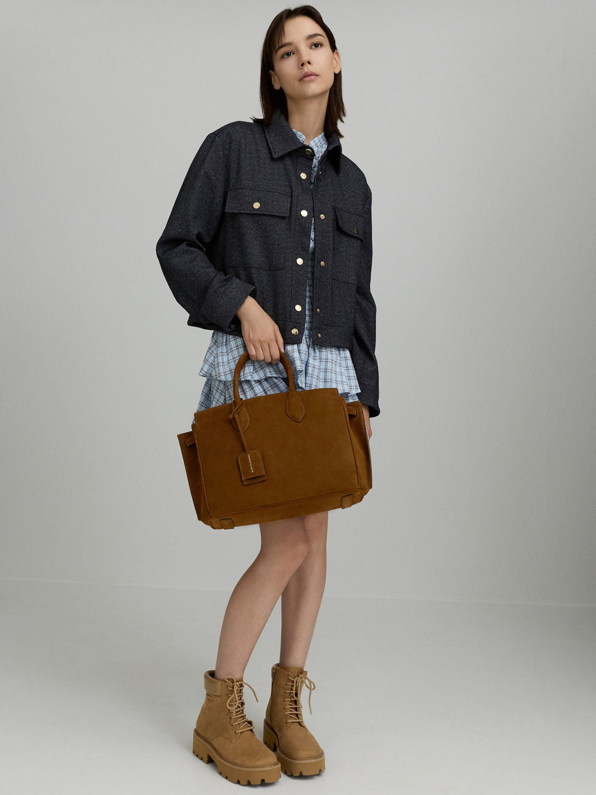 CHARLES & KEITH Smart Buy / Large Ginevra Tote Bag - Pecan Brown