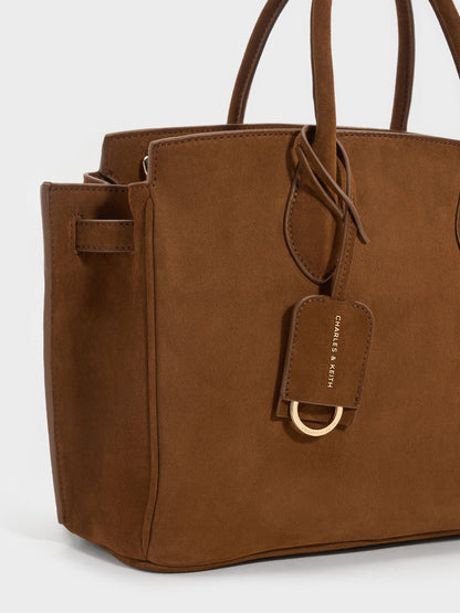 CHARLES & KEITH Smart Buy / Large Ginevra Tote Bag - Pecan Brown