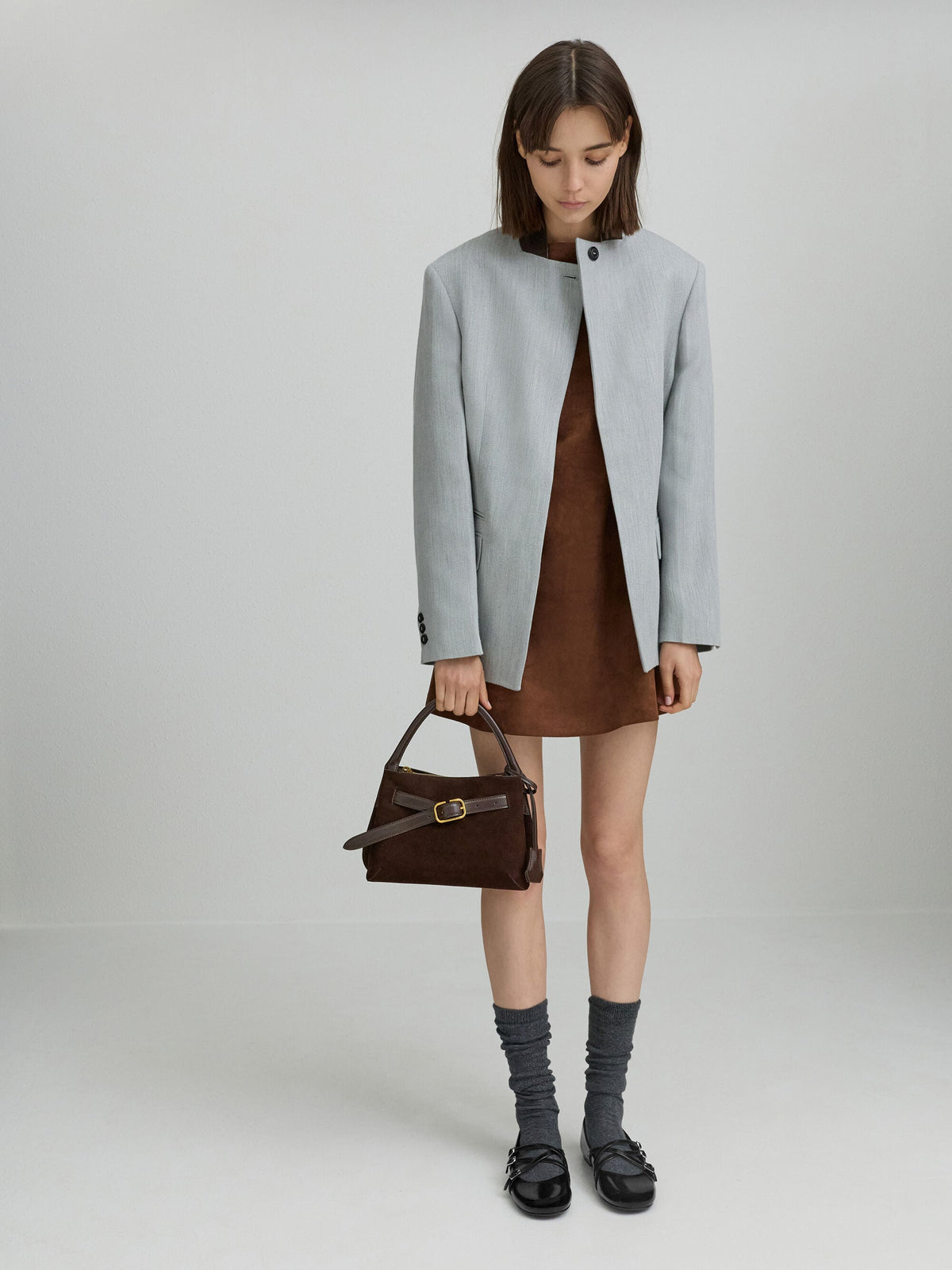 CHARLES & KEITH Latest / Victoria Belted Top Handle Bag - Espresso Brown