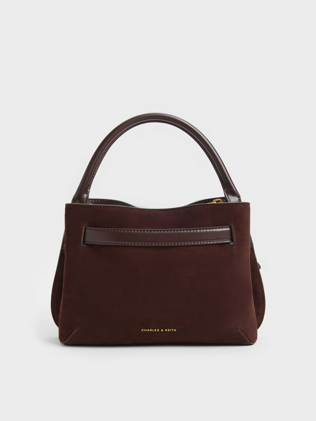 CHARLES & KEITH Latest / Victoria Belted Top Handle Bag - Espresso Brown