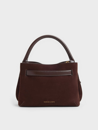 CHARLES & KEITH Latest / Victoria Belted Top Handle Bag - Espresso Brown
