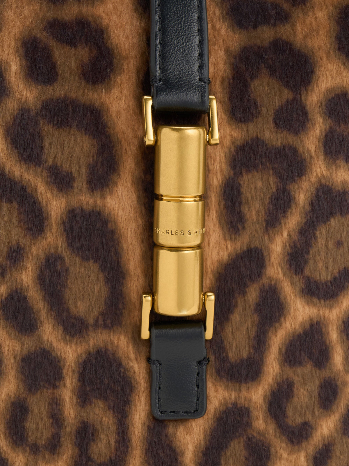 CHARLES & KEITH Smart Buy / Cesia Leopard-Print Metallic-Accent Bucket Bag - Multi
