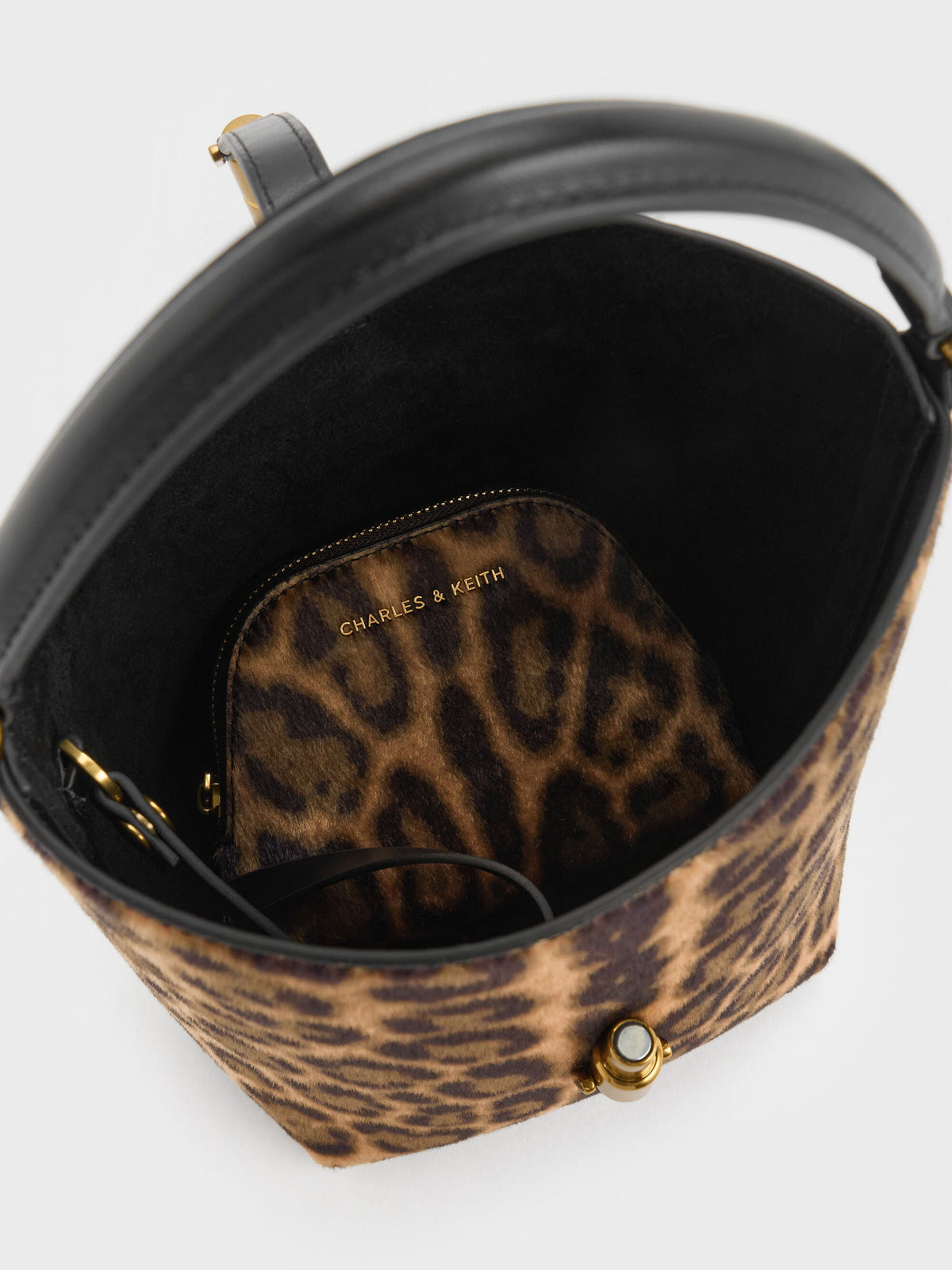 CHARLES & KEITH Smart Buy / Cesia Leopard-Print Metallic-Accent Bucket Bag - Multi