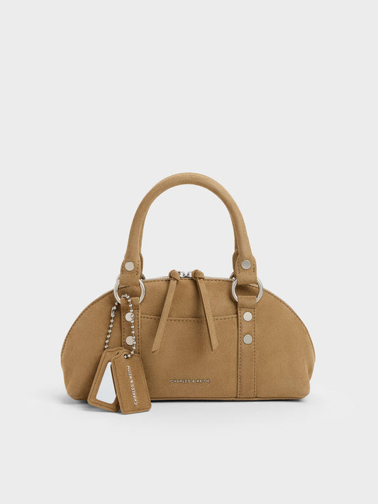 CHARLES & KEITH Great Value / Tatiana Studded Bowling Bag - Sand