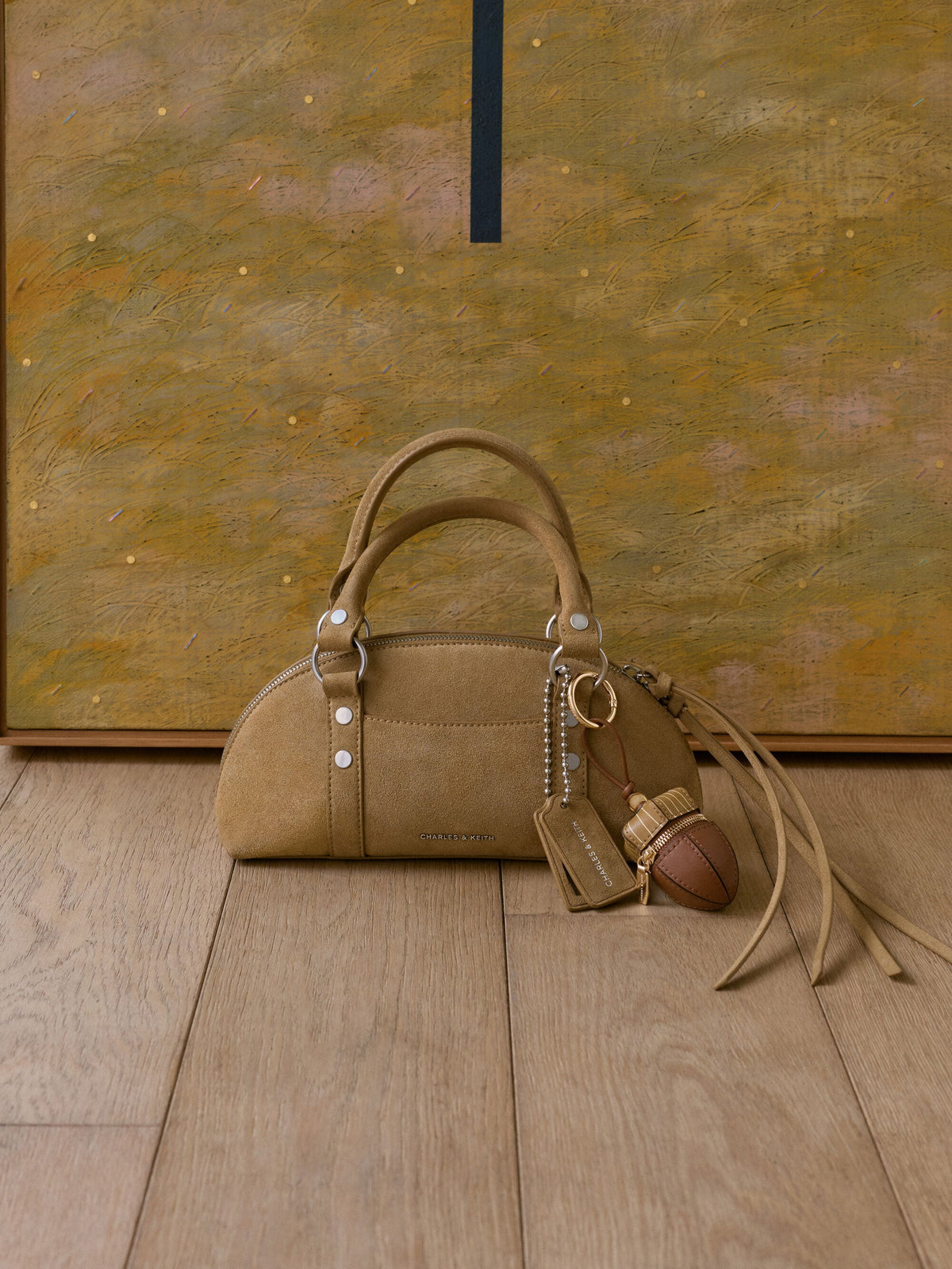 CHARLES & KEITH Great Value / Tatiana Studded Bowling Bag - Sand