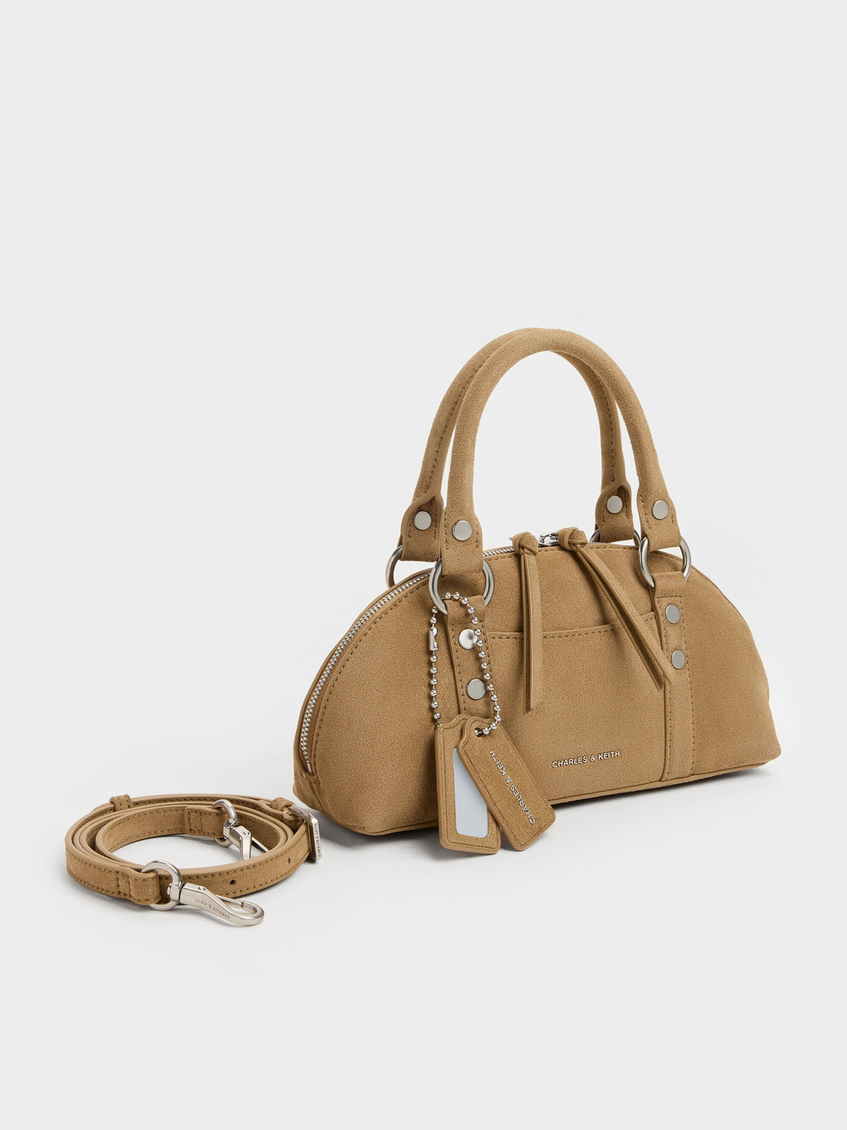 CHARLES & KEITH Great Value / Tatiana Studded Bowling Bag - Sand