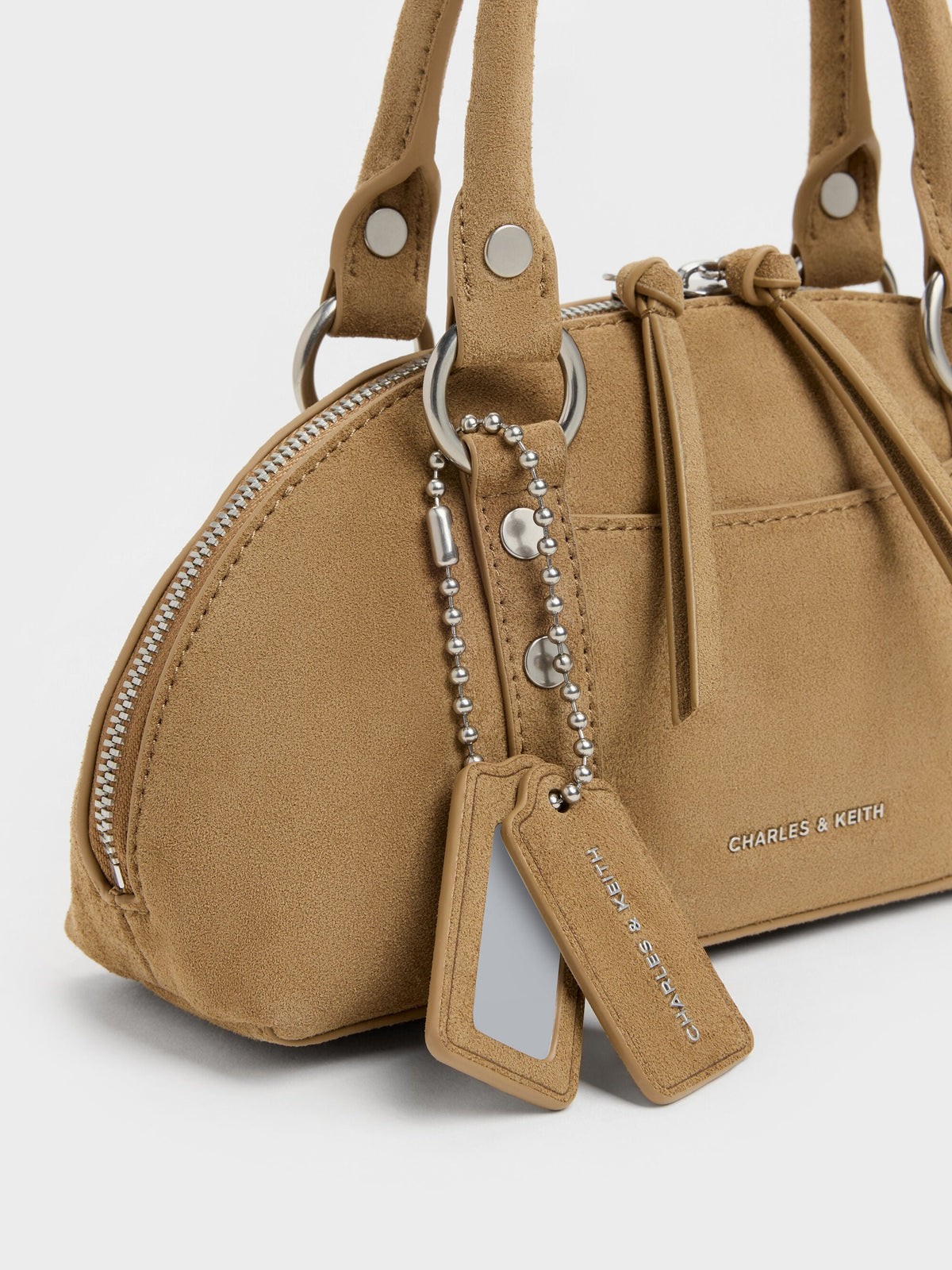 CHARLES & KEITH Great Value / Tatiana Studded Bowling Bag - Sand