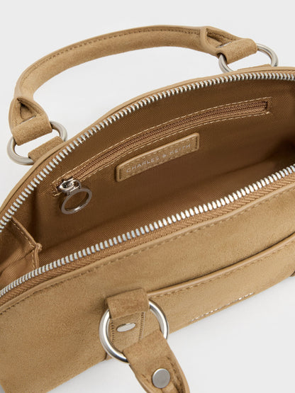 CHARLES & KEITH Great Value / Tatiana Studded Bowling Bag - Sand