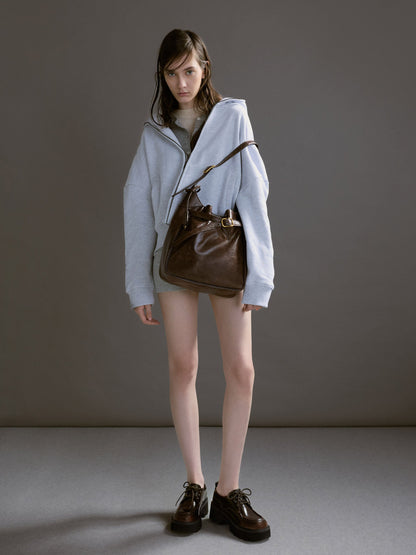 CHARLES & KEITH Latest / Victoria Belted Hobo Bag - Distressed Coffee