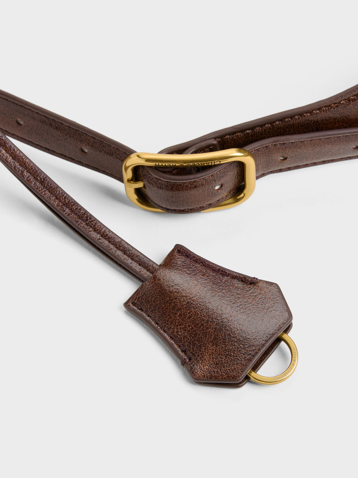 CHARLES & KEITH Latest / Victoria Belted Hobo Bag - Distressed Coffee
