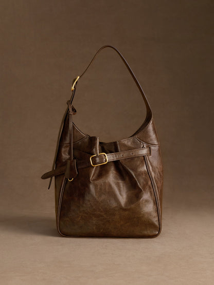 CHARLES & KEITH Latest / Victoria Belted Hobo Bag - Distressed Coffee
