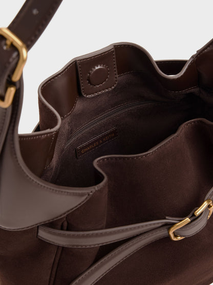 CHARLES & KEITH Discount / Victoria Belted Hobo Bag - Espresso Brown