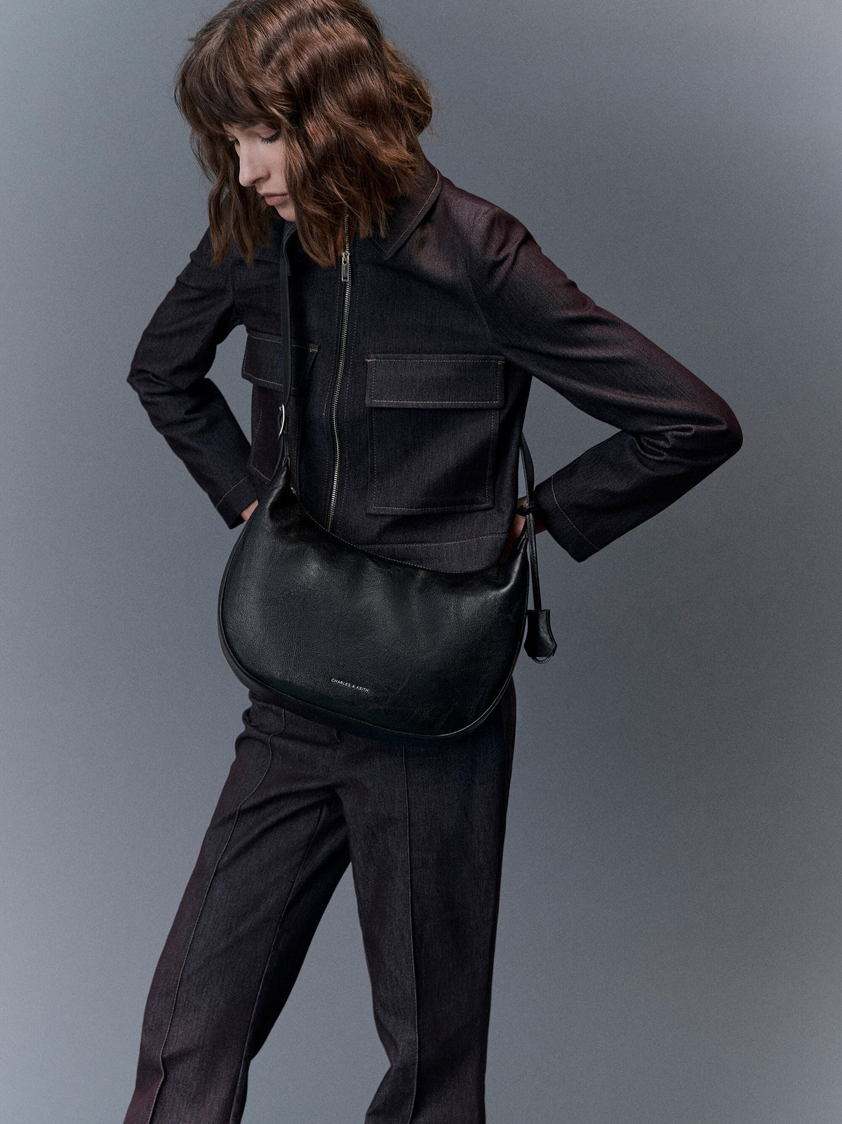 CHARLES & KEITH Value / Large Vega Hobo Bag - Noir