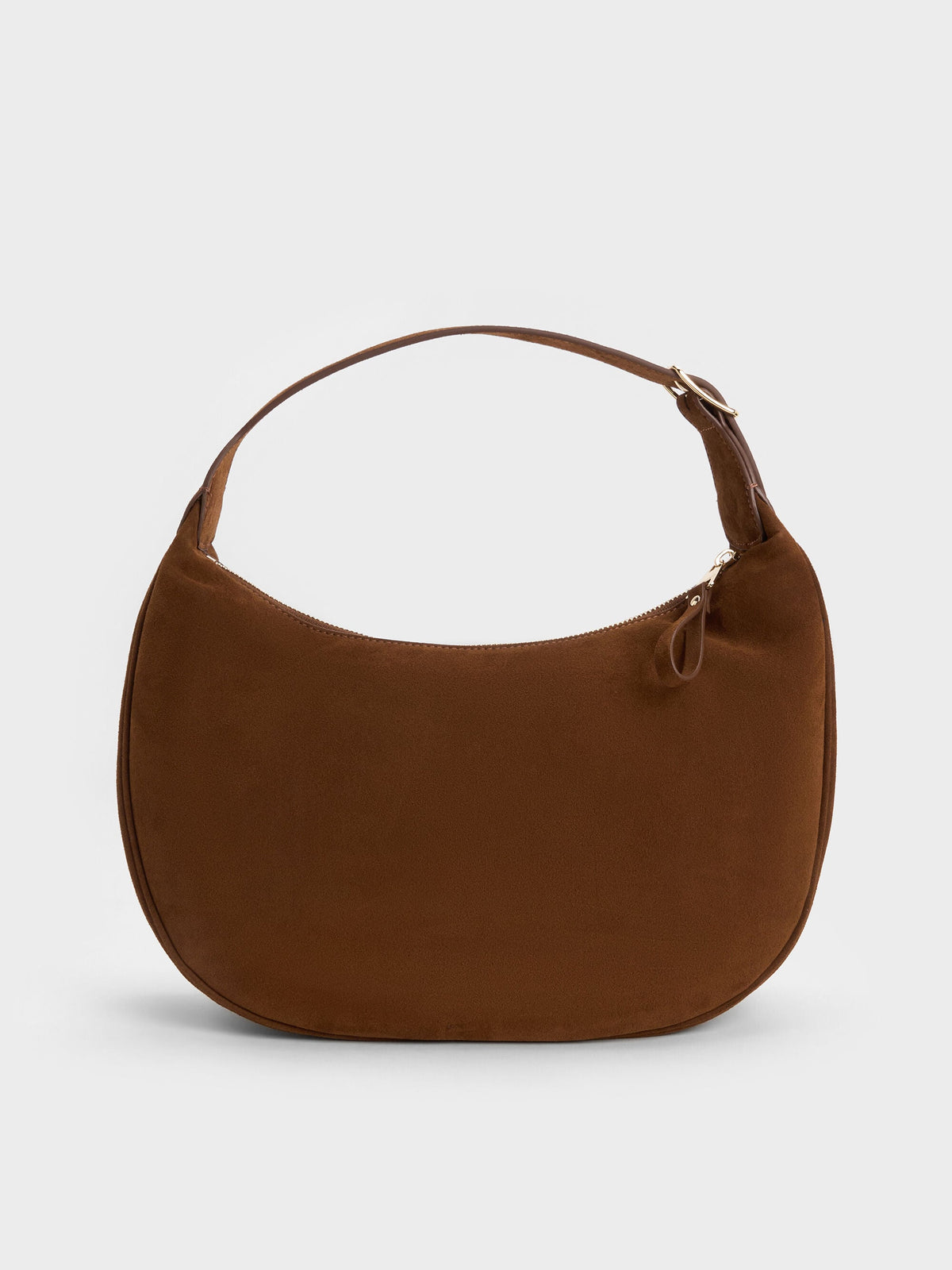 CHARLES & KEITH Special Offer / Large Vega Faux Suede Hobo Bag - Pecan Brown