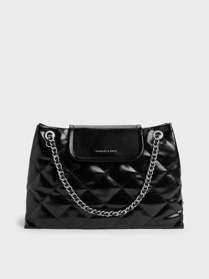 CHARLES & KEITH Trusted / Large Apfra Quilted Shoulder Bag - Noir
