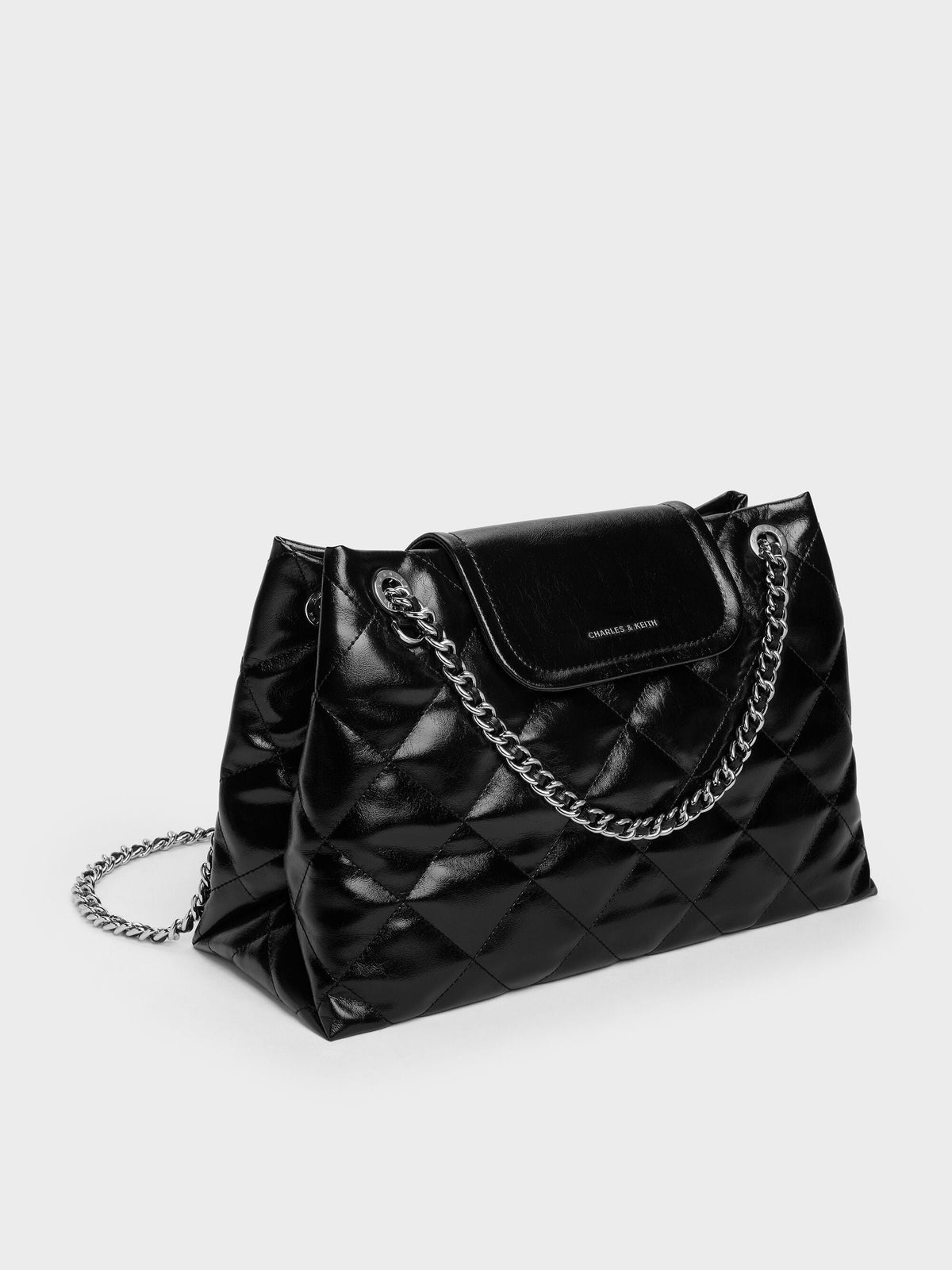 CHARLES & KEITH Trusted / Large Apfra Quilted Shoulder Bag - Noir