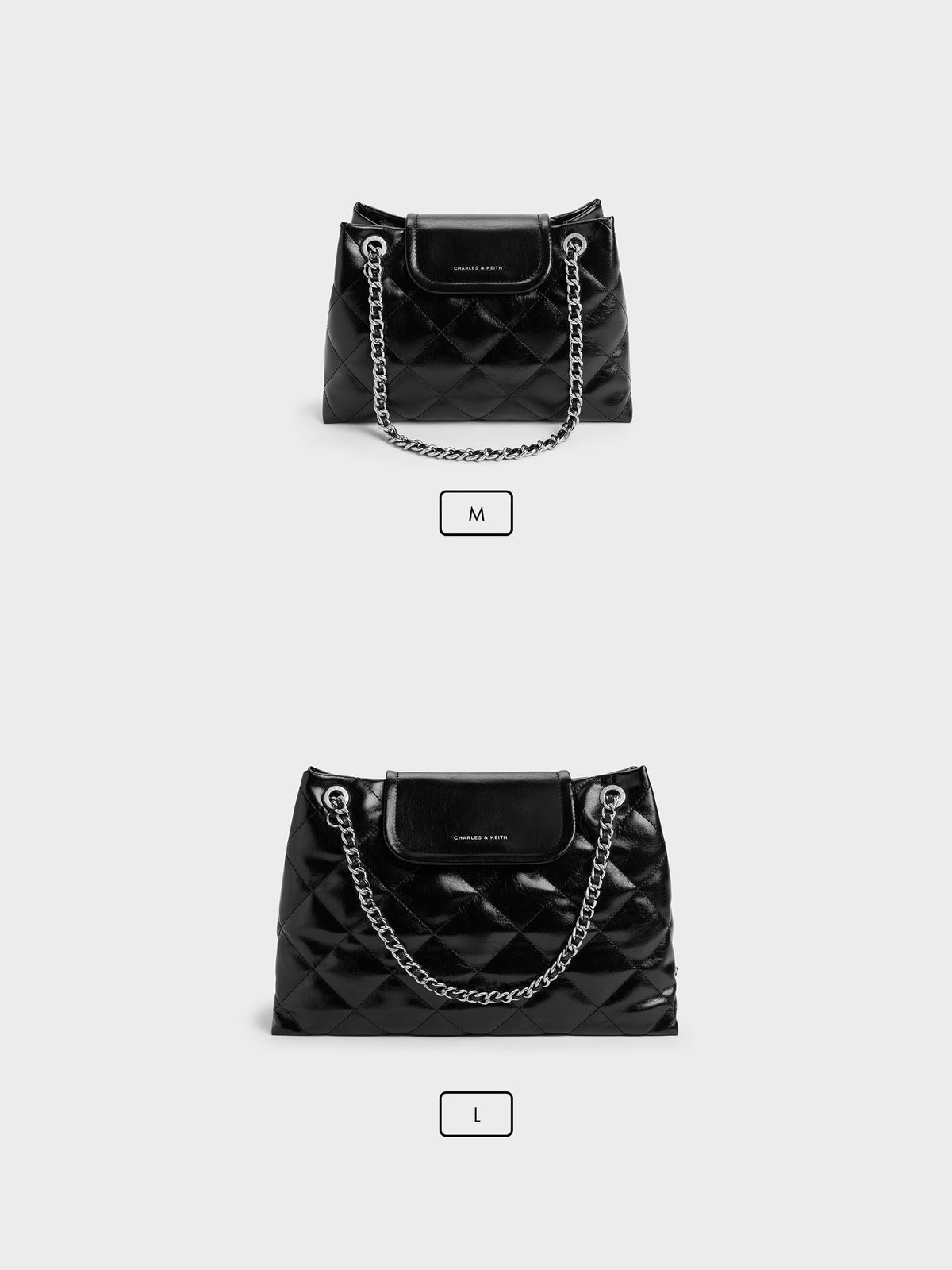 CHARLES & KEITH Trusted / Large Apfra Quilted Shoulder Bag - Noir