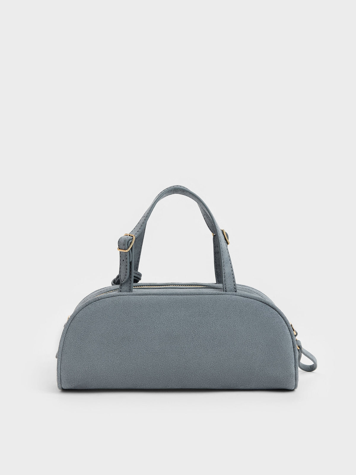 CHARLES & KEITH Top Pick / Vega Faux Suede Elongated Bowling Bag - Smoky Blue