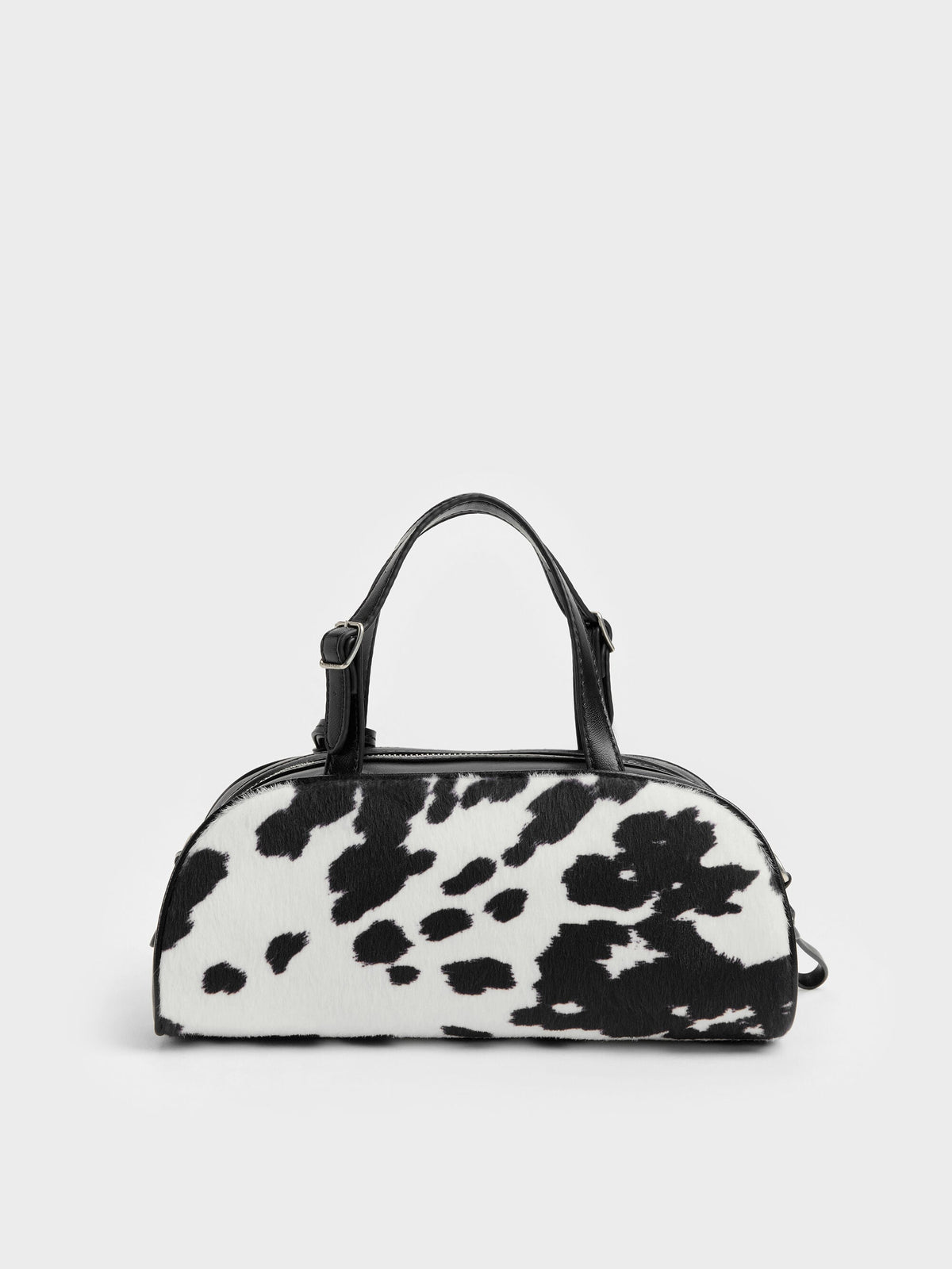 CHARLES & KEITH Value / Vega Furry Cow-Print Elongated Bowling Bag - Multi