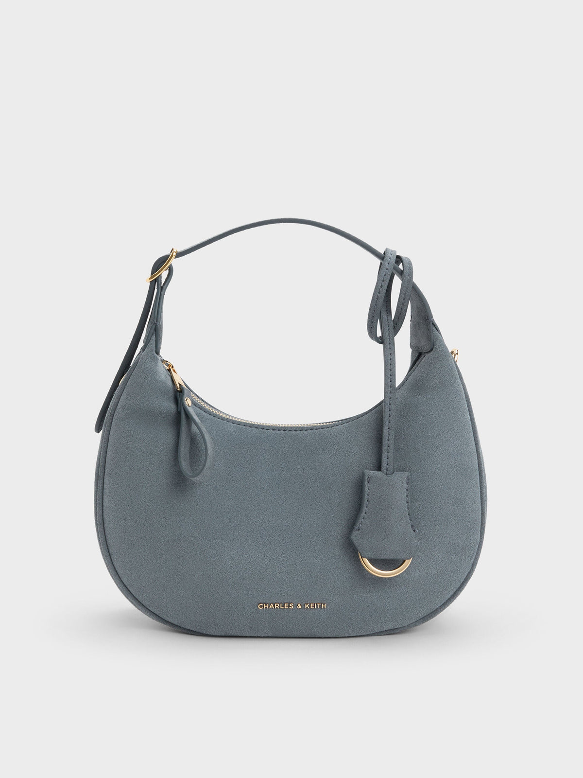 CHARLES & KEITH Deals / Vega Faux Suede Hobo Bag - Smoky Blue