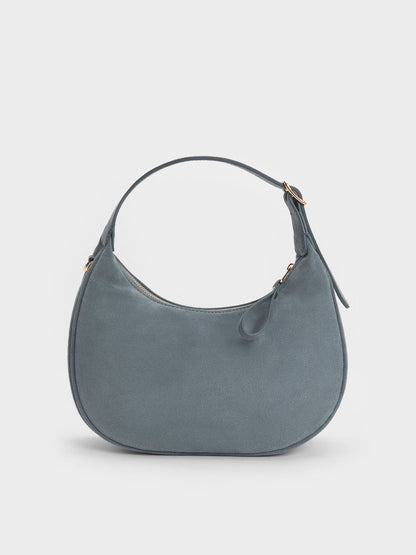 CHARLES & KEITH Deals / Vega Faux Suede Hobo Bag - Smoky Blue
