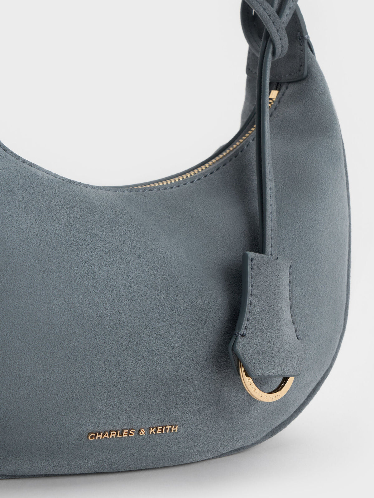 CHARLES & KEITH Deals / Vega Faux Suede Hobo Bag - Smoky Blue