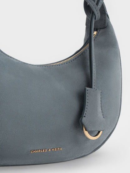 CHARLES & KEITH Deals / Vega Faux Suede Hobo Bag - Smoky Blue