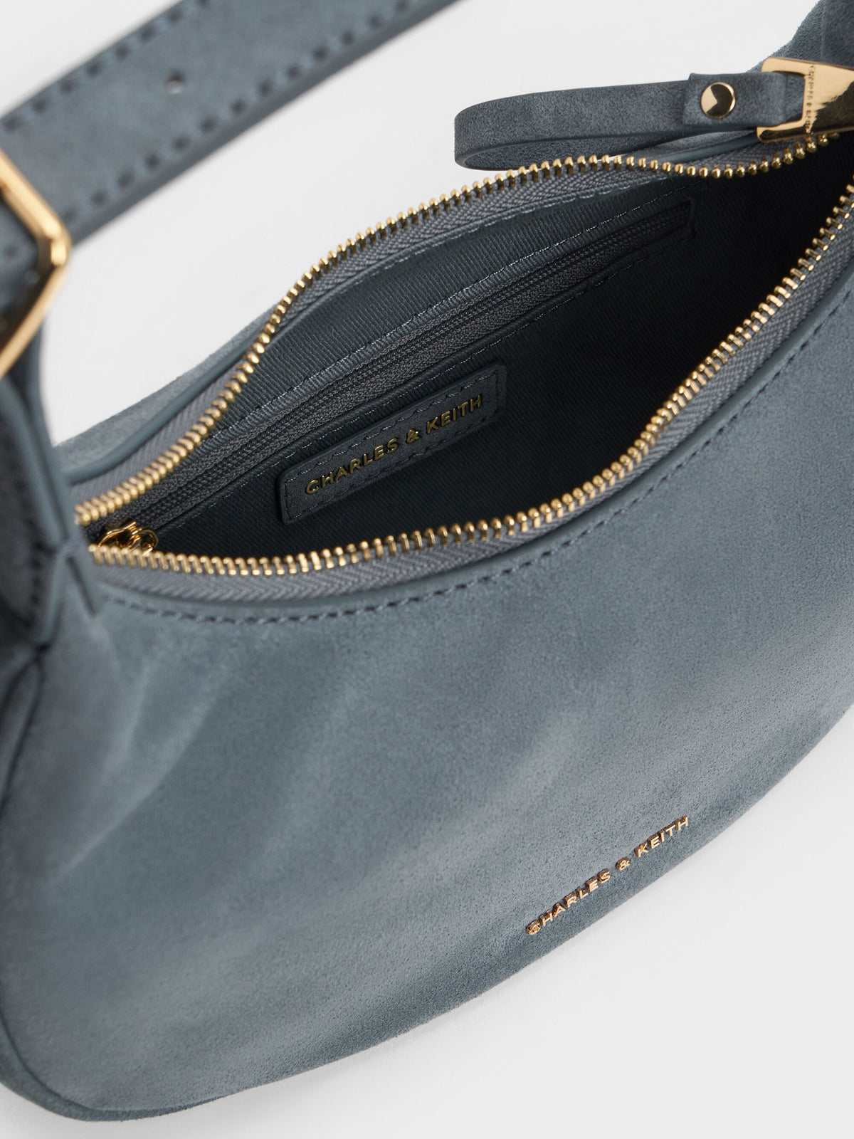 CHARLES & KEITH Deals / Vega Faux Suede Hobo Bag - Smoky Blue