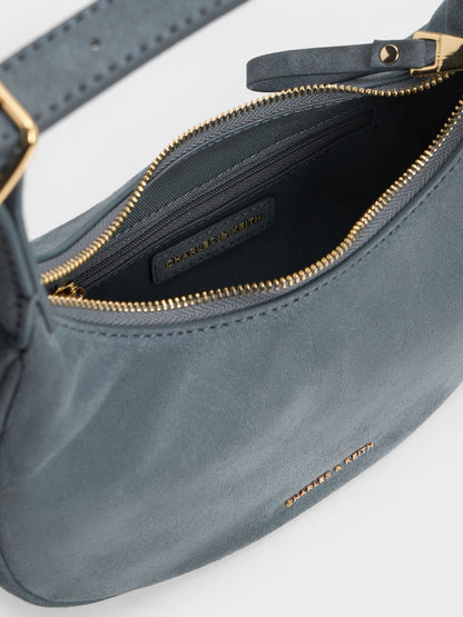 CHARLES & KEITH Deals / Vega Faux Suede Hobo Bag - Smoky Blue