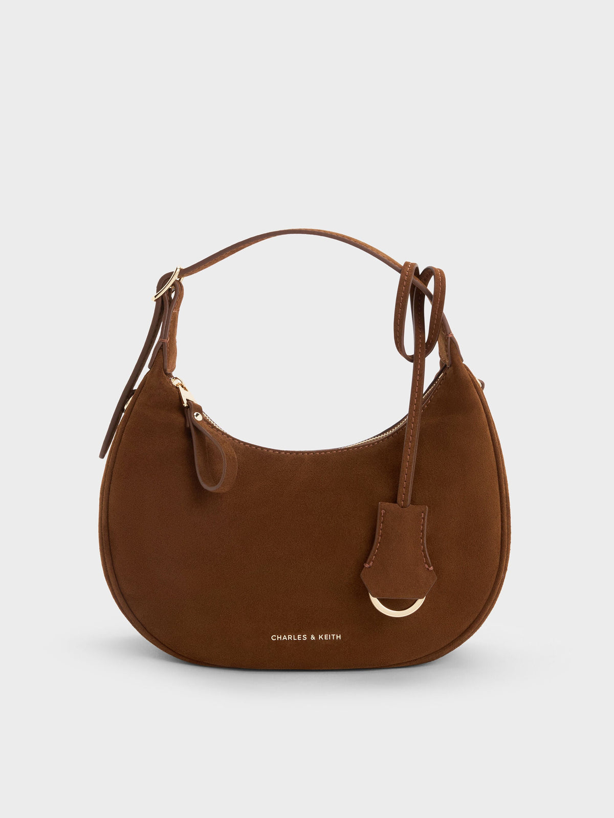 CHARLES & KEITH Best Seller / Vega Faux Suede Hobo Bag - Pecan Brown